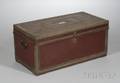 Chinese Export Brassmounted Red Leatherclad Camphorwood Trunk