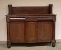 Late Classical Partebonized and Gilt Stencil Decorated Carved Mahogany and Mahogany Veneer Sideboard