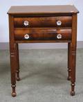 Late Classical Pine and Mahogany Veneer TwoDrawer Work Table