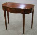 Federal Inlaid Mahogany and Mahogany Veneer Serpentine Card Table