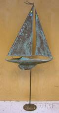 Patinated Copper Sailboat Weather Vane