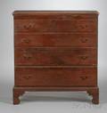 Redpainted Pine Blanket Chest over Two Long Drawers