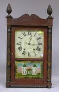 Stenciled Column Mahogany Shelf Clock by George Mitchell