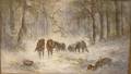 Framed Watercolor and Gouache on Paperboard Winter Logging Scene Attributed to Thomas Bradley British 19th Century