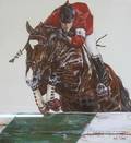 Framed Gouache on PaperBoard Image of a Jockey on Horseback