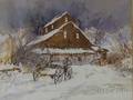 Framed Watercolor on Paperboard Winter Mill by John A Neff American b 1926