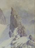 Framed Watercolor on Paper of Alpine View Frau Hitt by Rudolf Kargl Austrian 18781942
