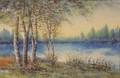 Unframed 20th Century American School Autumn Landscape Watercolor on Paper