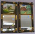 Two Parcelgilt and Ebonized Splitbaluster Mirrors with Reversepainted Glass Tablets Depicting Cottages in a Landscape
