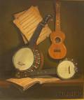 Framed Oil on Canvas Still Life Ukuleles by Dorothy Fitzgerald American b 1932