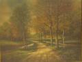 American School 20th Century Landscape with TreeLined Path
