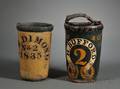 Two Painted Leather Fire Buckets