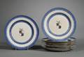 Ten Chinese Export Porcelain Armorial Dinner Plates