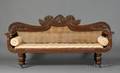 Neoclassical Mahogany Carved Caned Sofa