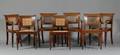 Assembled Set of Seven Sheraton Rosewood Carved and Turned Caned Chairs