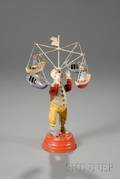 Muller Kadeder Painted Tin Windup Clown MerryGoRound Toy