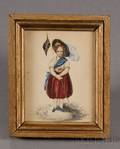 AngloAmerican School 19th Century Portrait of a Girl with British Island Territory Flag