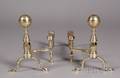 Pair of Brass and Iron Belted Balltop Andirons