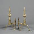 Pair of Brass and Iron Steepletop Andirons