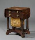 Classical Mahogany Carved and Mahogany Veneer Drop Leaf Work Table