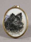 Portrait Miniature of a Black Dog with a Blue Bow
