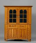 Grainpainted Glazed Twopart Corner Cupboard