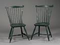 Pair of Greenpainted Bambooturned Windsor Fanback Side Chairs