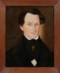 Attributed to Sheldon Peck American 17971868 Portrait of a Gentleman with Blue Eyes