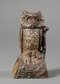Painted Cast Iron Mechanical Owl Bank