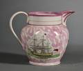 Polychrome and Transferdecorated Sunderland Pottery Pitcher