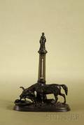 French Patinated Bronze Desk Thermometer