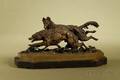 Russian Patinated Bronze Group of a Wolfhound Pursuing a Wolf