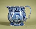 Staffordshire Historical Blue Transfer Printed Pitcher