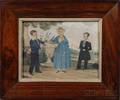 AngloAmerican School 19th century Triple Childrens Portrait in a Landscape