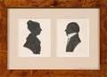 Two American Silhouette Drawings of a Man and Woman