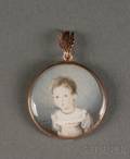 Continental Painted Portrait Miniature on Ivory of a Young Girl