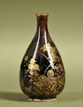 Japanese KutaniWare Glazed and Gilded Porcelain Bud Vase