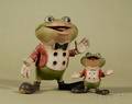 Two Whimsical American Rubber Squeak Toy Frogs
