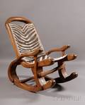 Whimsical Elmwood and Zebraskin Upholstered Rocking Chair