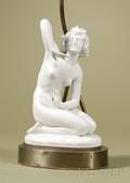 White Bisque Nude Study Figural Lamp Base