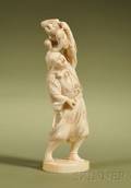 Japanese Carved Ivory Okimono of a Man and a Monkey