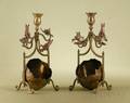 Pair of Whimsical Austrian Cold Painted Bronze and Brass Candelabra