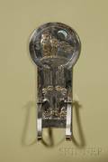 Austrian Secessionist Enameled and Silvered Brass Twolight Wall Sconce