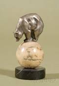 Art Deco Silvered Bronze and Fossilized Ivory Bear by Henri Payen