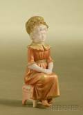 Royal Worcester Porcelain Figure of a Seated Girl