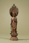 Asian Export Painted Castiron Figure of Guan Yin