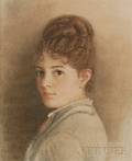 Continental School 19th century Portrait of a Handsome Woman with Brown Hair