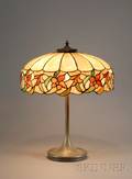 American Slag Glass and Castiron Table Lamp