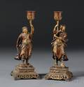 Pair of Bronze Candle Holders