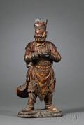 Polychrome Carved Wooden Figure of a Deity